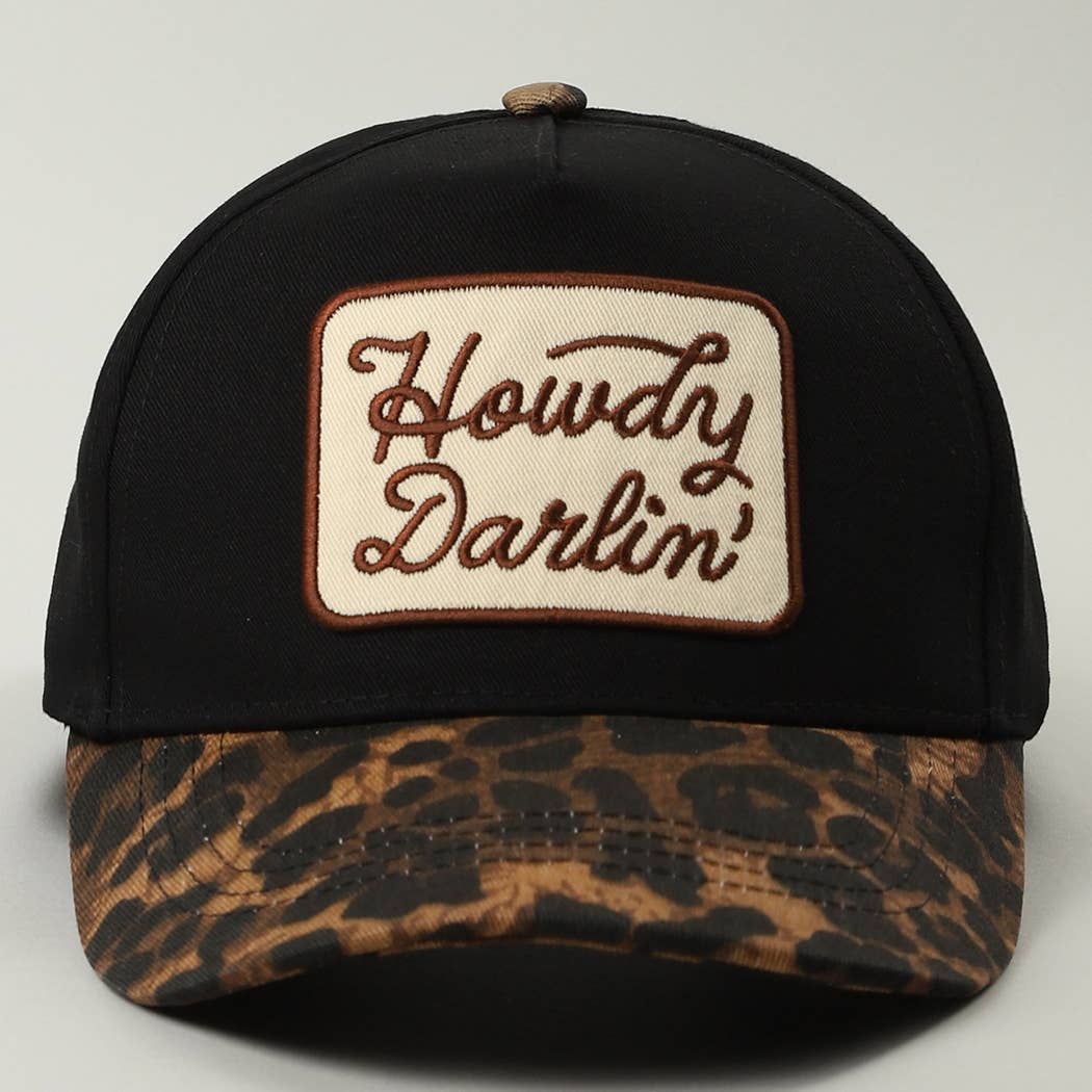Howdy Darlin' Embroidered Leopard Brim Trucker Hat / ONE SIZE