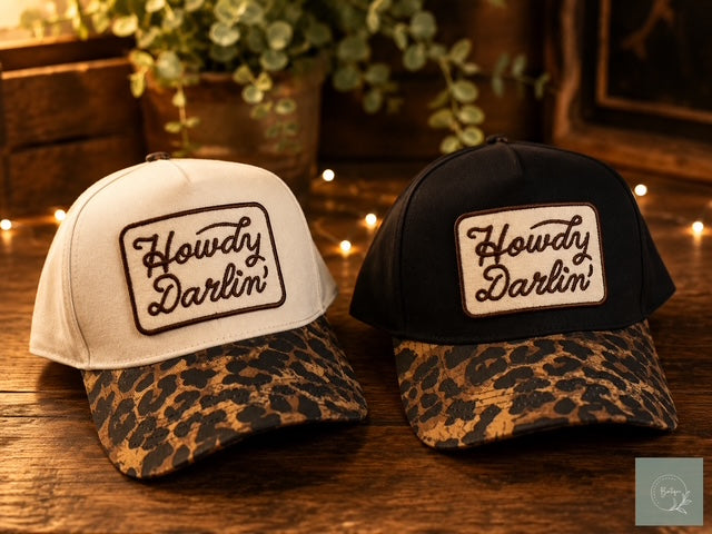 Howdy Darlin' Embroidered Leopard Brim Trucker Hat / ONE SIZE