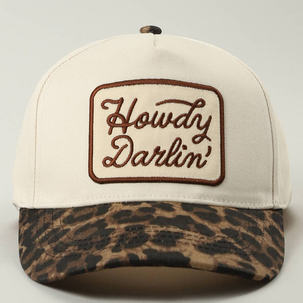 Howdy Darlin' Embroidered Leopard Brim Trucker Hat / ONE SIZE