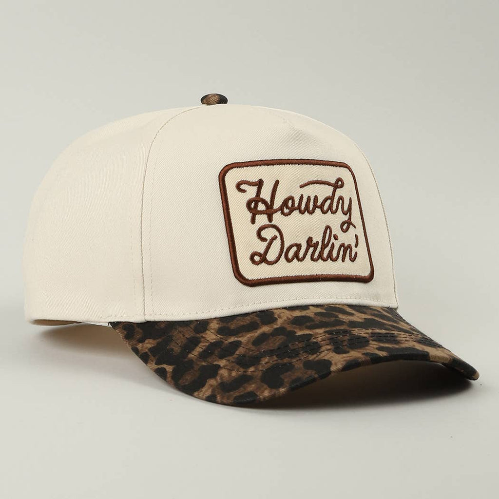 Howdy Darlin' Embroidered Leopard Brim Trucker Hat / ONE SIZE
