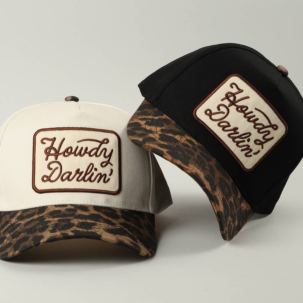 Howdy Darlin' Embroidered Leopard Brim Trucker Hat / ONE SIZE